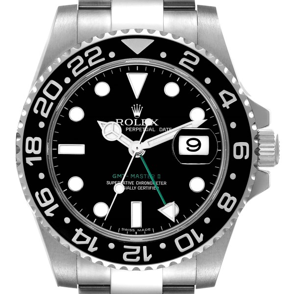 Rolex GMT Master II Black Dial Ceramic Bezel Steel Mens Watch 116710 Box Card