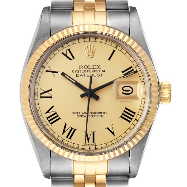 Rolex Datejust Steel Yellow Gold Buckley Dial Vintage Mens Watch 16013