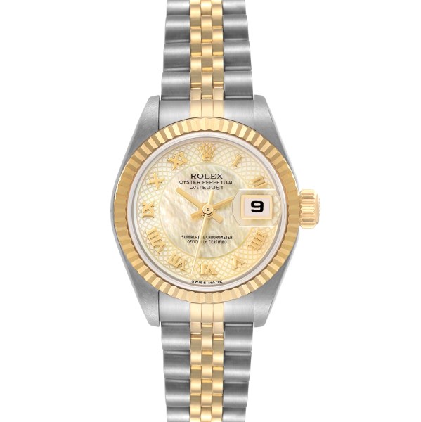 Rolex Datejust Steel Yellow Gold Decorated Mother of Pearl Dial Ladies Watch 79173