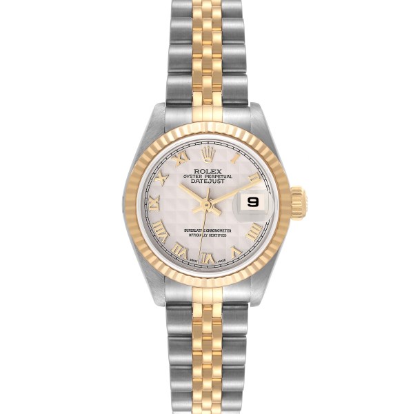 Rolex Datejust Steel Yellow Gold Pyramid Dial Ladies Watch 79173 Box Papers