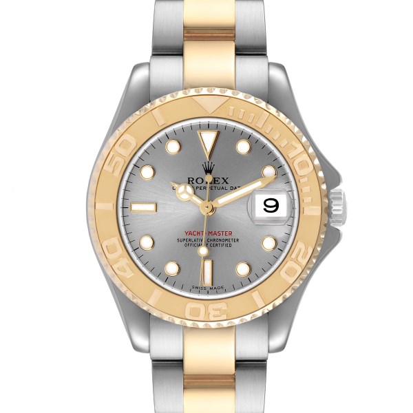 Rolex Yachtmaster 35 Midsize Steel Yellow Gold Grey Dial Mens Watch 168623