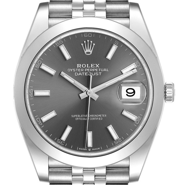 Rolex Datejust 41 Slate Dial Smooth Bezel Steel Mens Watch 126300 Unworn
