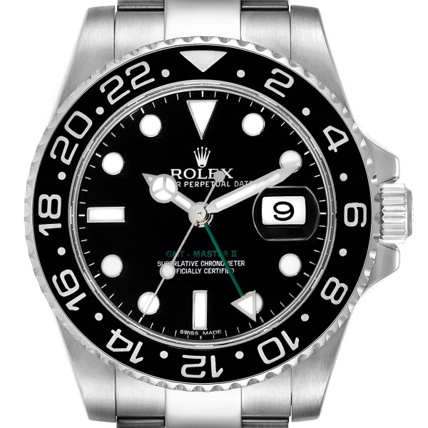 Rolex GMT Master II Black Dial Ceramic Bezel Steel Mens Watch 116710