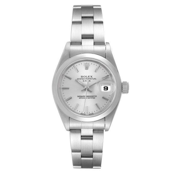 Rolex Date Silver Dial Oyster Bracelet Steel Ladies Watch 79160 Papers