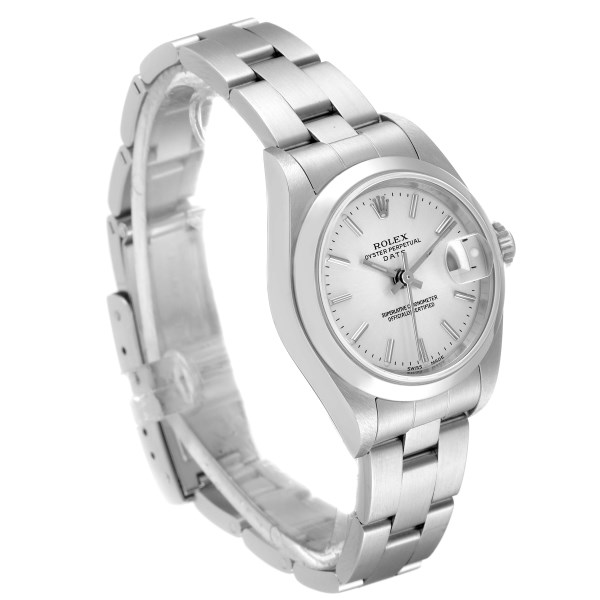 Rolex Date Silver Dial Oyster Bracelet Steel Ladies Watch 79160 Papers