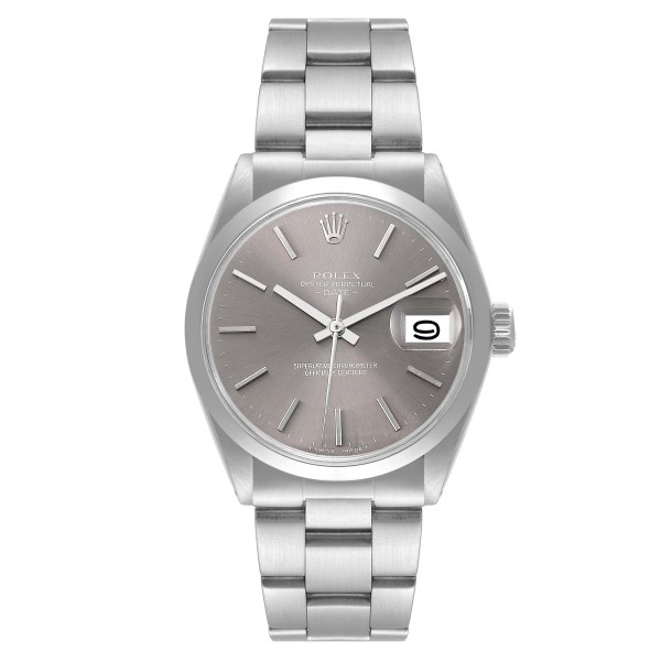 Rolex Date Grey Ghost Dial Smooth Bezel Steel Vintage Mens Watch 1500