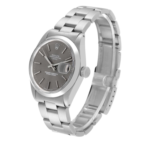 Rolex Date Grey Ghost Dial Smooth Bezel Steel Vintage Mens Watch 1500