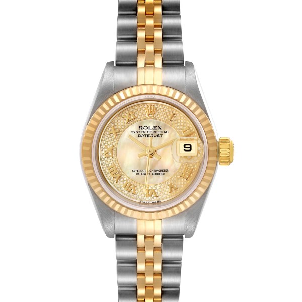 Rolex Datejust Steel Yellow Gold Decorated Mother of Pearl Ladies Watch 79173