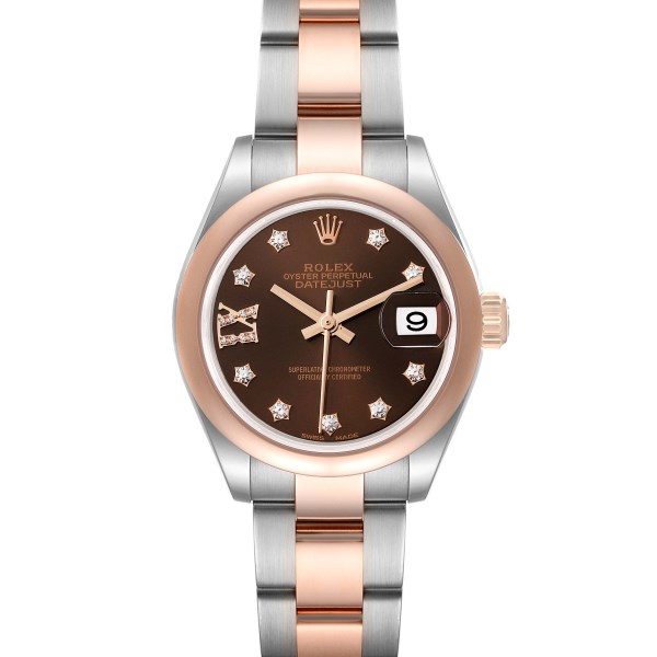 Rolex Datejust Steel Rose Gold Diamond Dial Ladies Watch 279161 Box Card