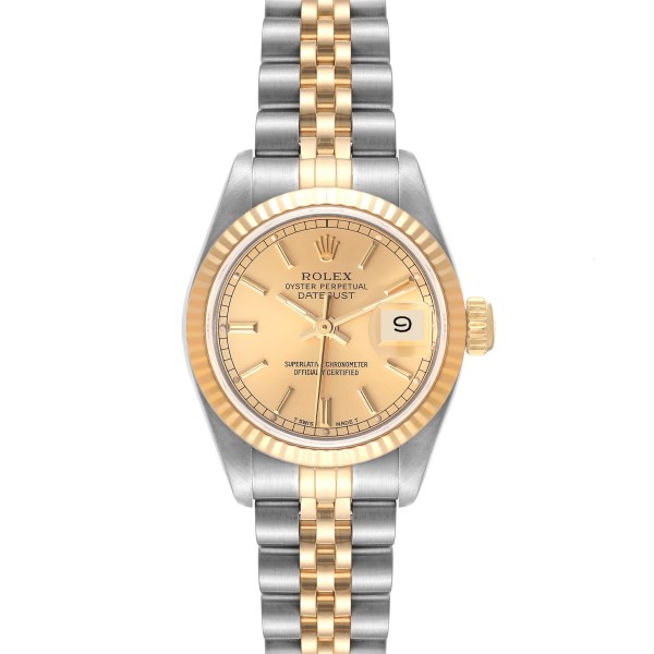 Rolex Datejust Steel Yellow Gold Fluted Bezel Ladies Watch 69173