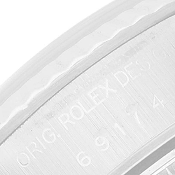 Rolex Datejust Steel White Gold Blue Baton Dial Ladies Watch 69174