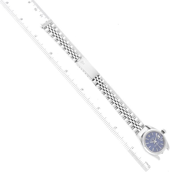 Rolex Datejust Steel White Gold Blue Baton Dial Ladies Watch 69174