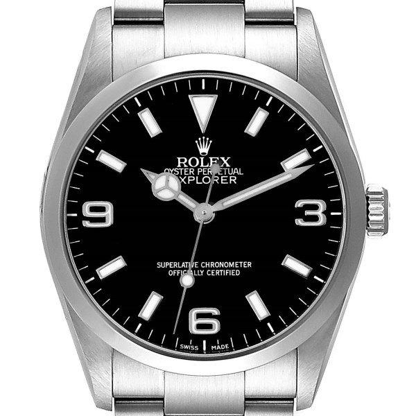 Rolex Explorer I Black Dial Stainless Steel Mens Watch 114270 Box Papers