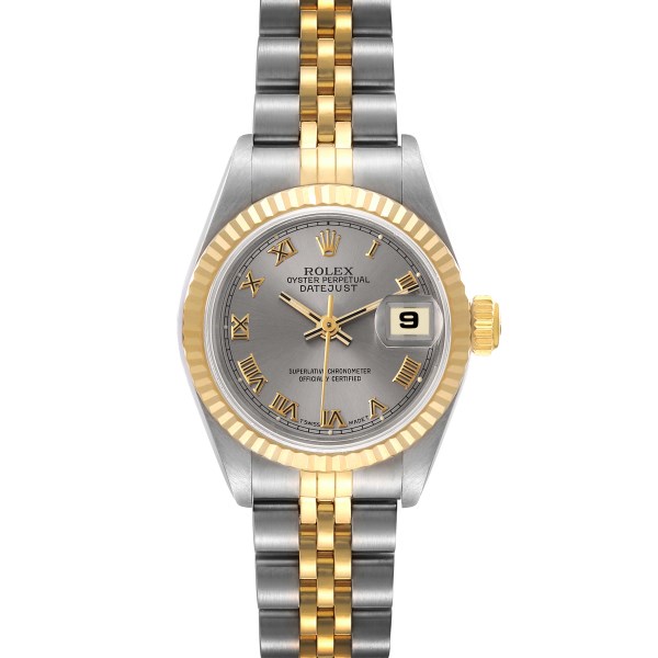 Rolex Datejust Steel Yellow Gold Slate Roman Dial Ladies Watch 69173 Rolex Datejust Steel Yellow Gold Slate Roman Dial Ladies Watch 69173