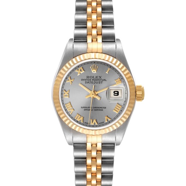 Rolex Datejust Steel Yellow Gold Slate Dial Ladies Watch 79173 Papers