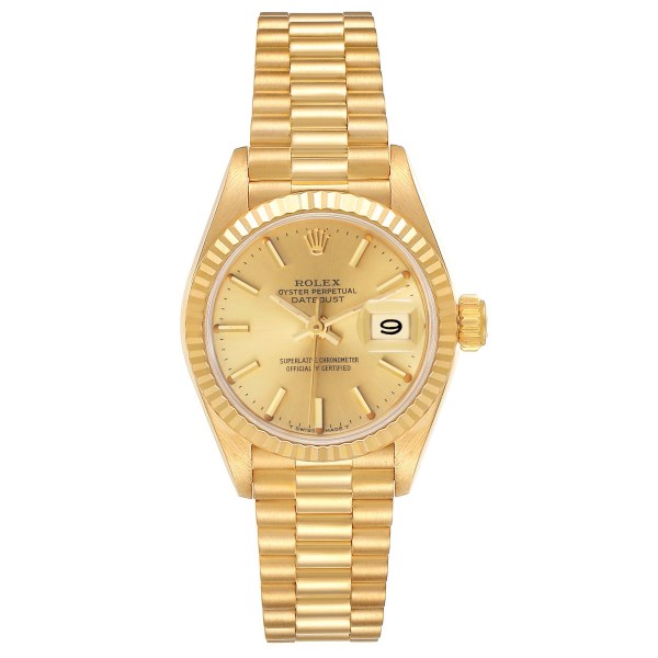 Rolex President Datejust 18K Yellow Gold Champagne Dial Ladies Watch 69178